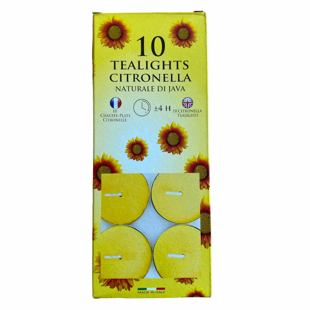 10 Pack Citronella Tea Lights - 4 Hour Burn