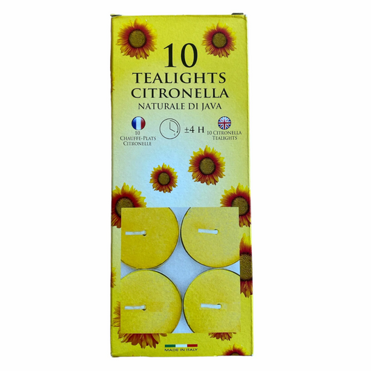 10 Pack Citronella Tea Lights - 4 Hour Burn