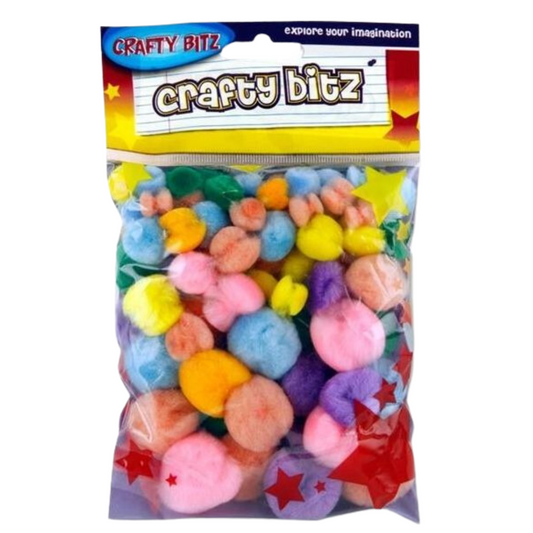 Crafty Kidz 70 Pompoms Pack Pastel