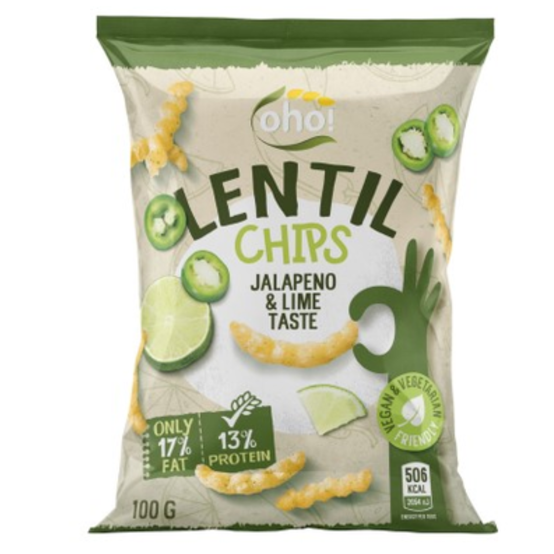 Oho! Lentil Chips Jalapeno & Lime