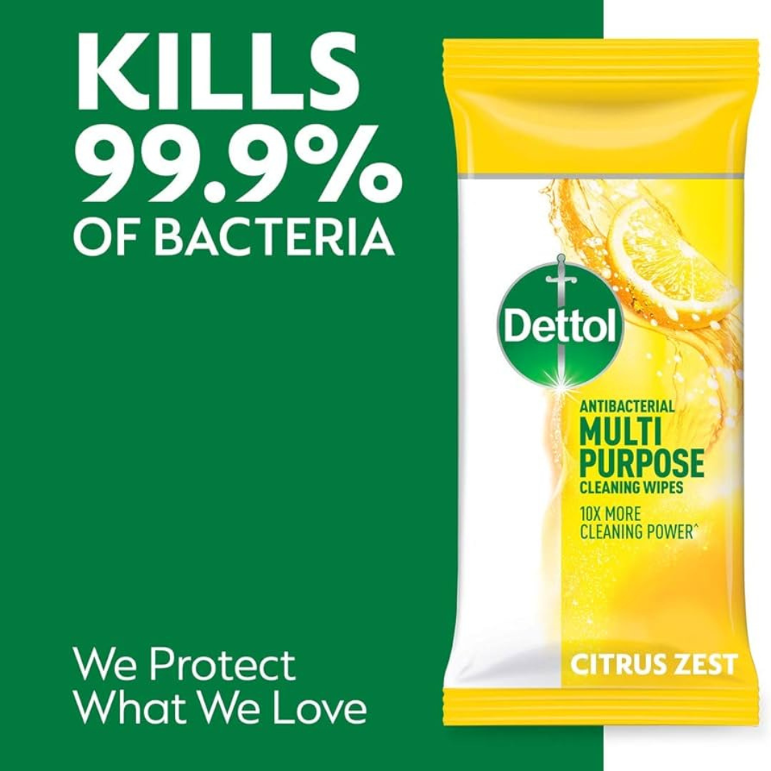 Dettol Antibacterial Multi-Purpose Wipes Citrus Zest 105s