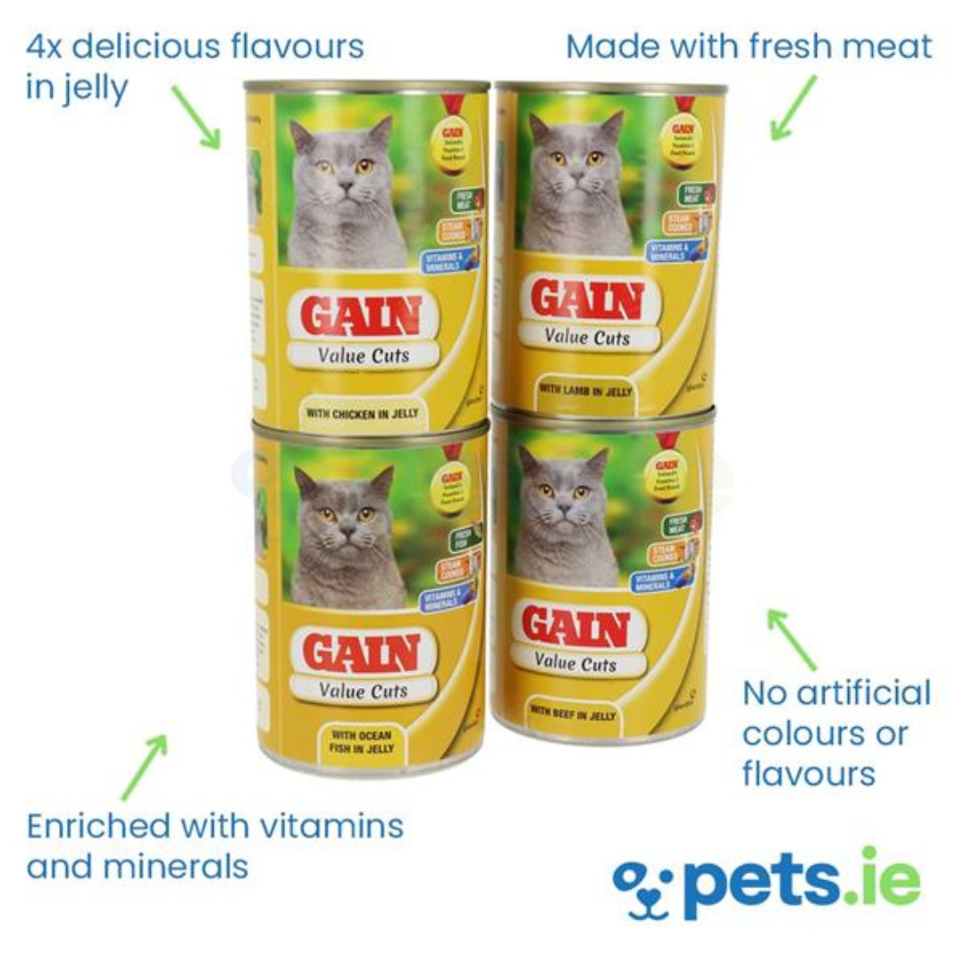 Gain Cat Value Cuts in Jelly (12 x 400g)