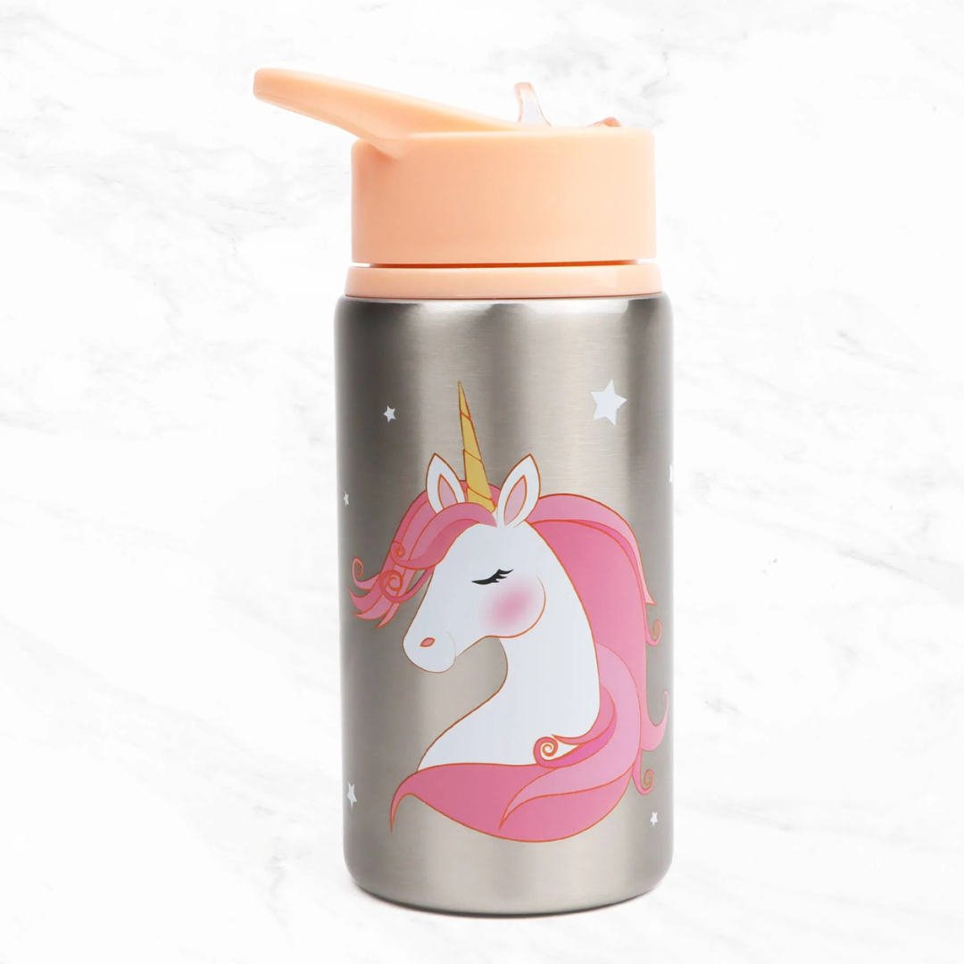 Myga Kids Metal Water Bottle Pink w/ Unicorn 500ml