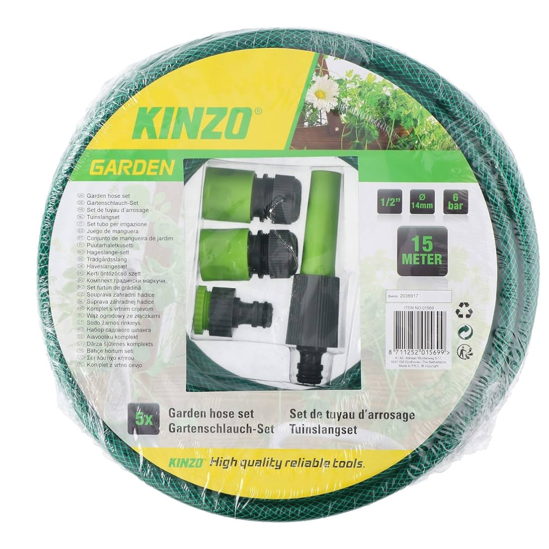 Kinzo 5-Piece Garden Hose Set (15m)