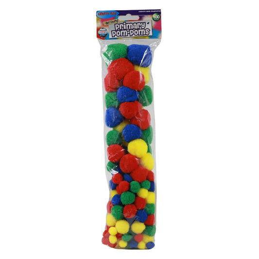 Crafty Bitz Primary Pompoms 100 pcs