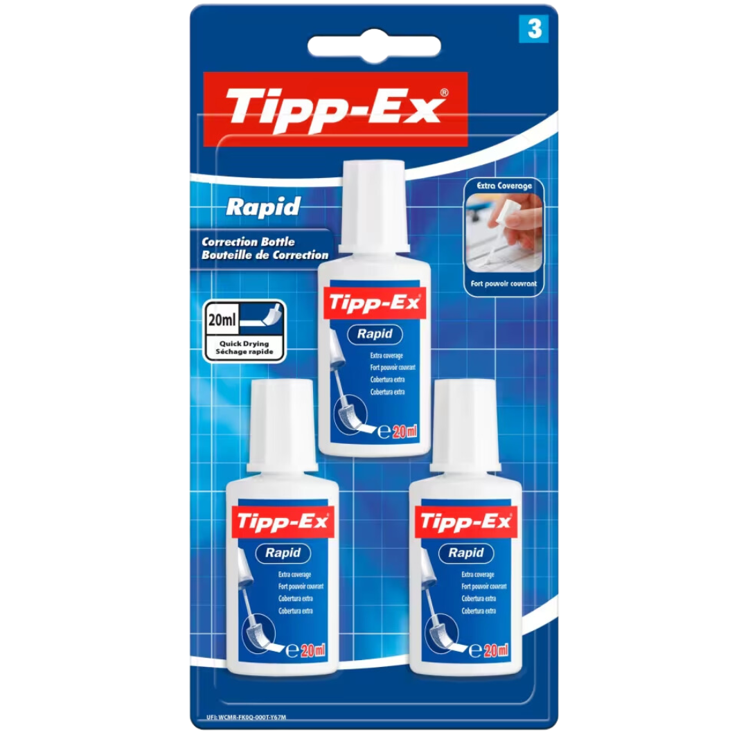 3 Pack of BIC Tipp-Ex Rapid 20ml Bottle