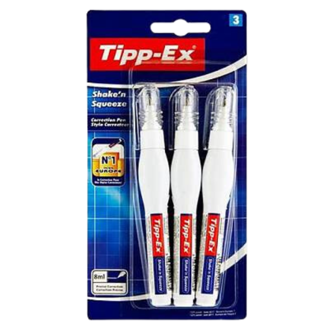 3 Pack of BIC Tipp-Ex 8ml Shake n'Squeeze