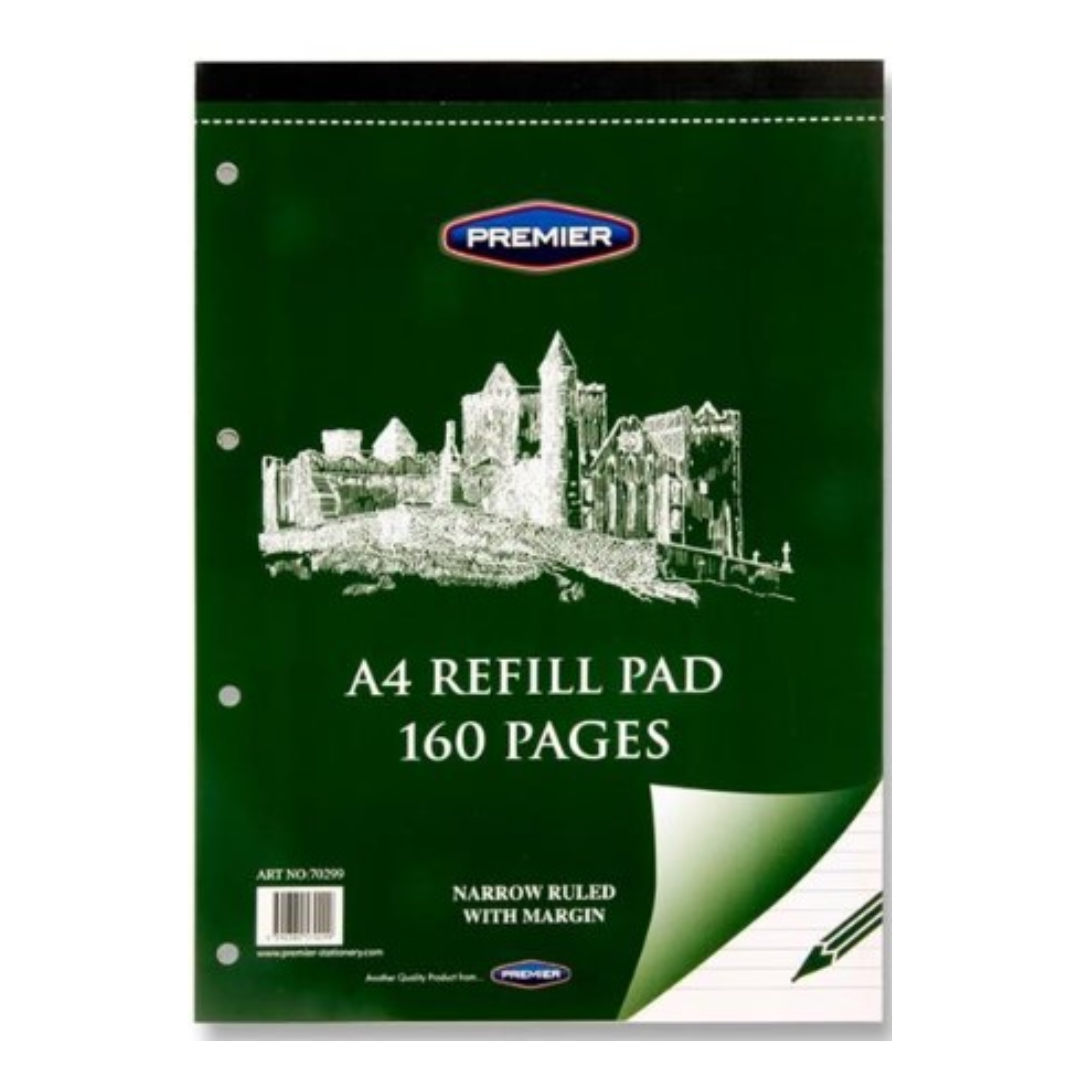 A4 Narrow Lined Refill Pad 160 Pages