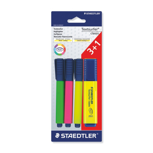 Staedtler Textsurfer Classic Highlighters – Pack of 3 + 1 Free