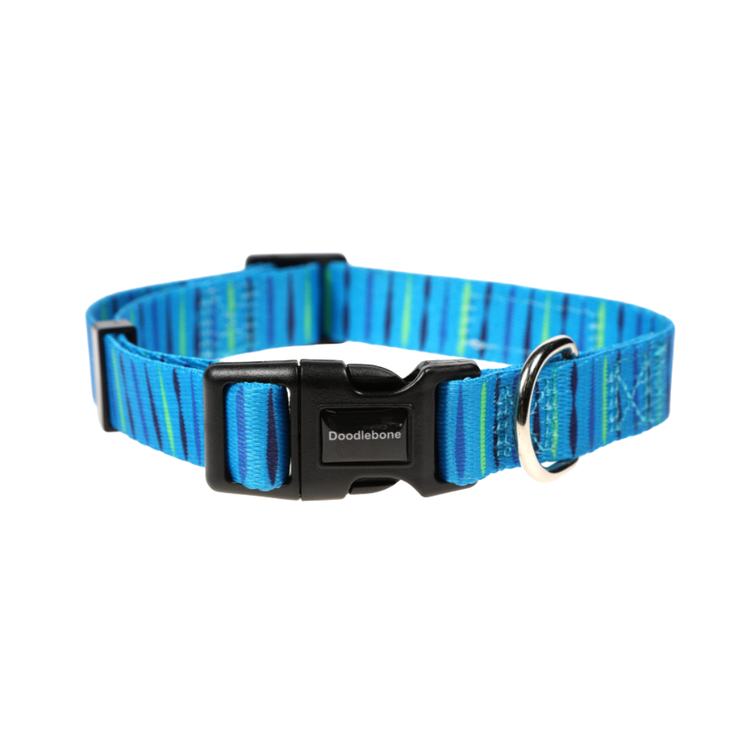 Doodlebone Originals Collar – Blue Stripes (Size 3-6)