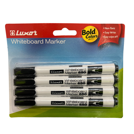 Luxor Black Bullet Tip Whiteboard Markers (4-Pack)