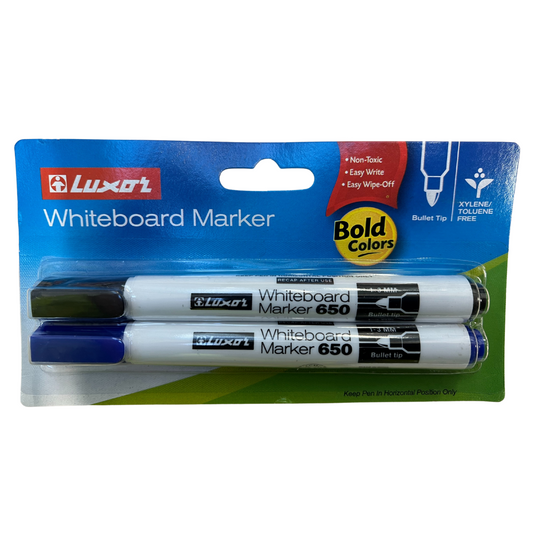 Luxor Bullet Tip Whiteboard Markers Bold Colours 650 (2-Pack)