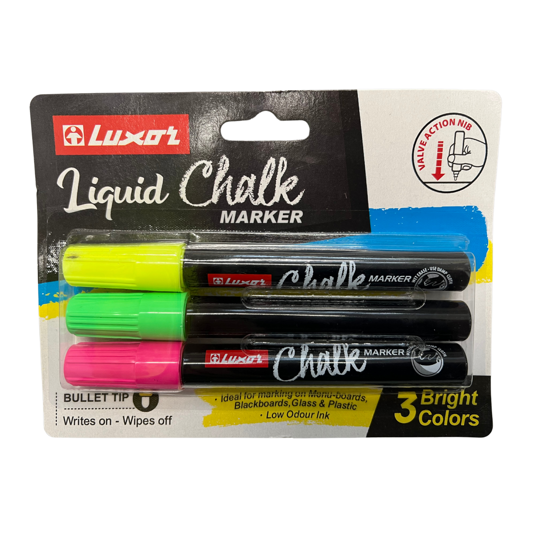 Luxor Liquid Chalk Markers Bullet Tip (3-Pack, Fluorescent)