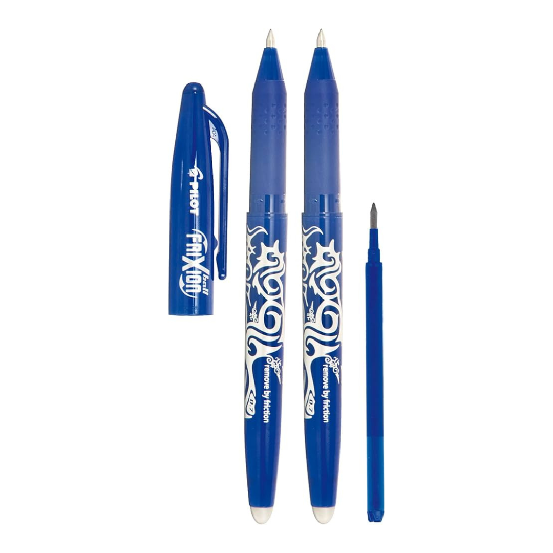 2-Pack Blue FriXion Ball Pens with 1 Free Refill