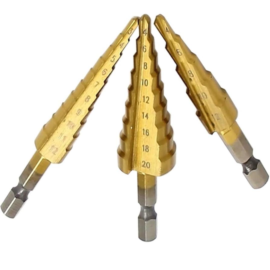 3-Piece High-Speed Steel Step Drill Set