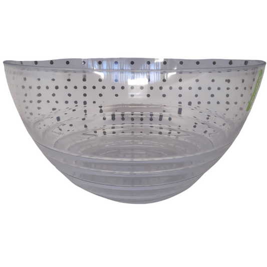 Clear Large Salad Bowl with Swirl Design