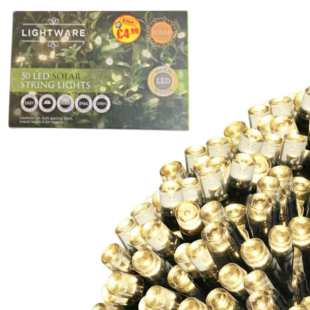 50 Solar LED String Lights Warm White