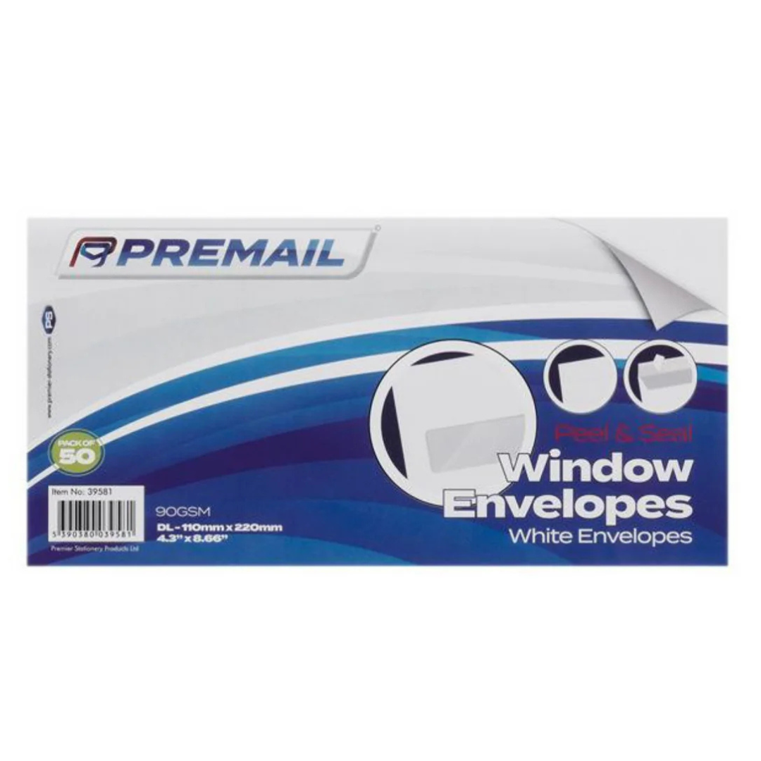 50-Pack DL White Window Padded & Sealed Envelopes