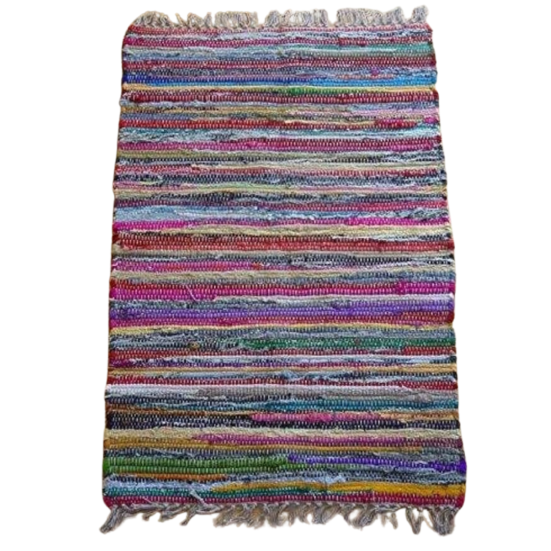 Multi-Color Hindi Handloom Rag Rug (140x200 cm)