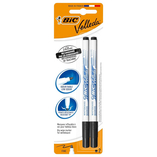 Pack of 2 BIC Black Whiteboard Markers Velleda 1721