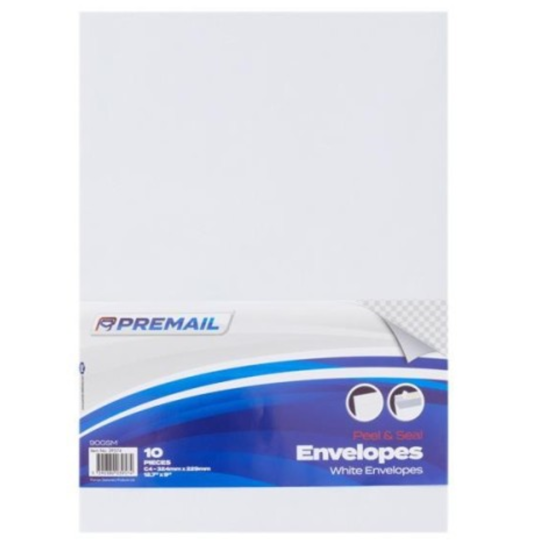 10 Pack of C4 White Peel & Seal Envelopes