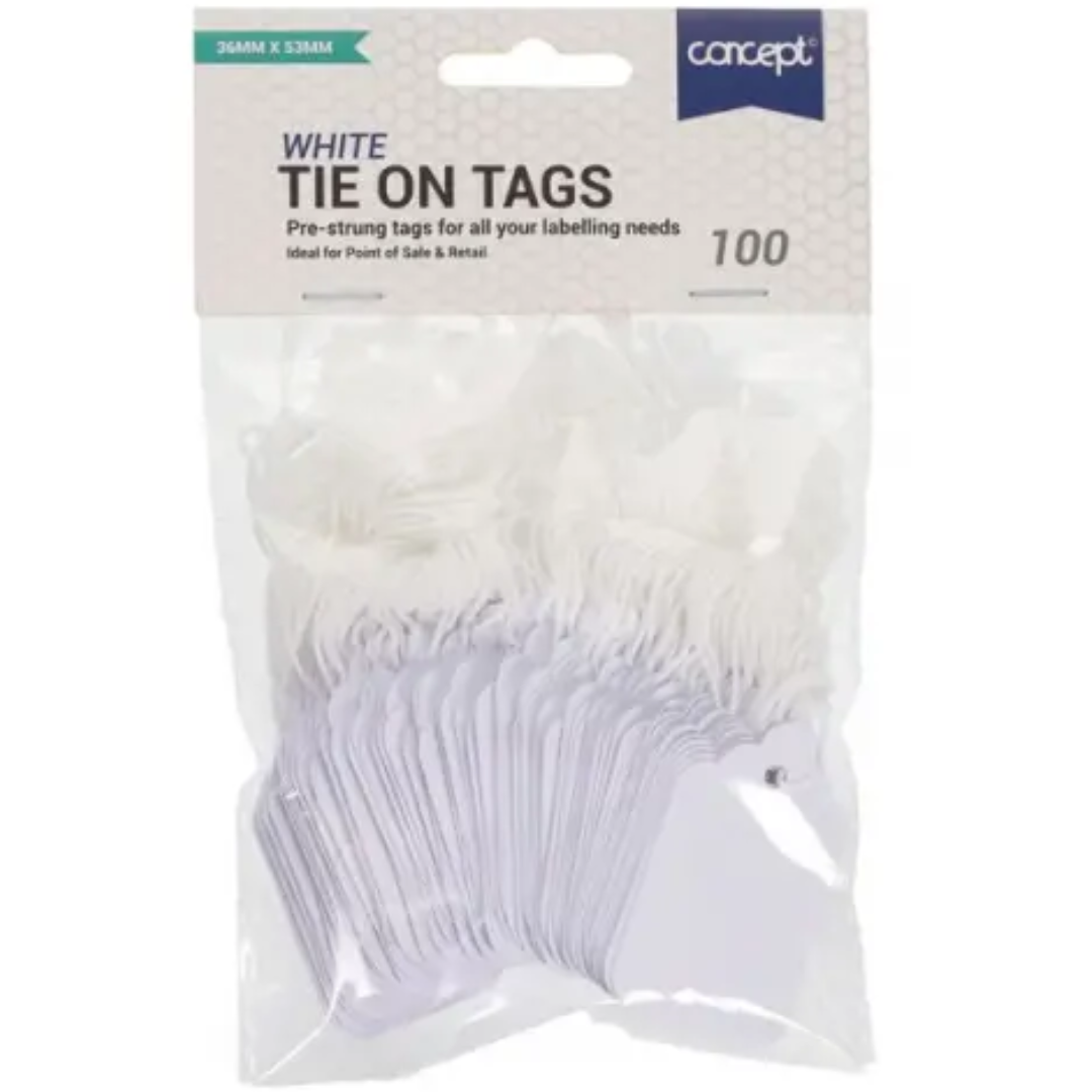 Pack Of 100 Strung Tags - 36X53mm