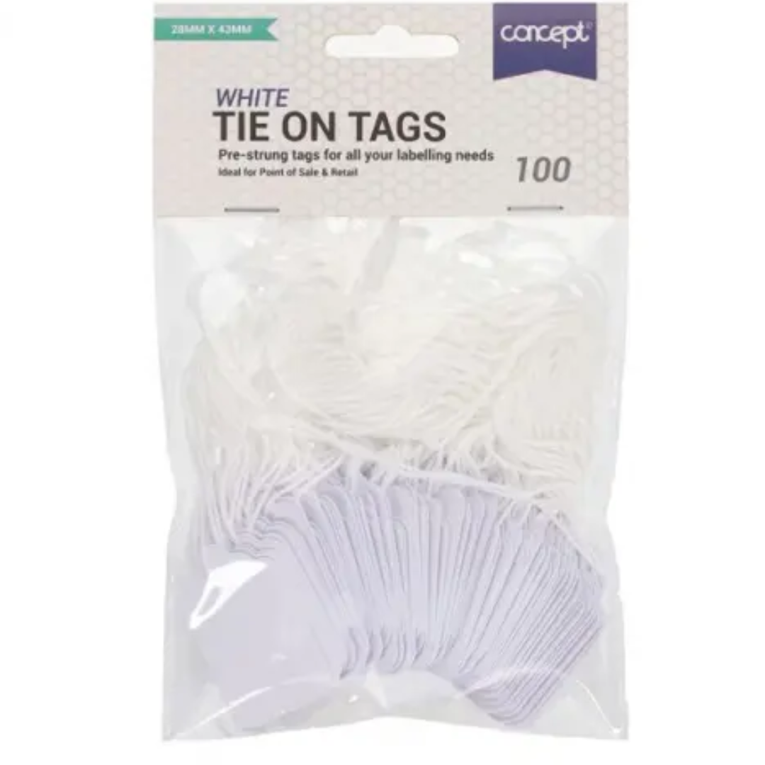 Pack Of 100 Strung Tags - 28X43mm