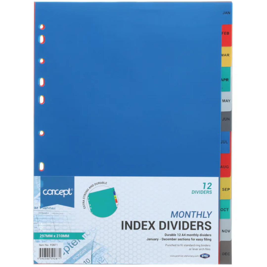 Concept A4 Monthly Subject Dividers