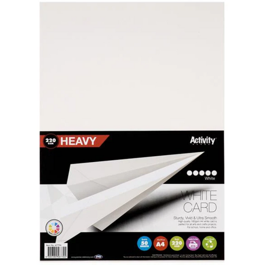 Activity Range A4 220gsm 50Sheets Heavy White Card