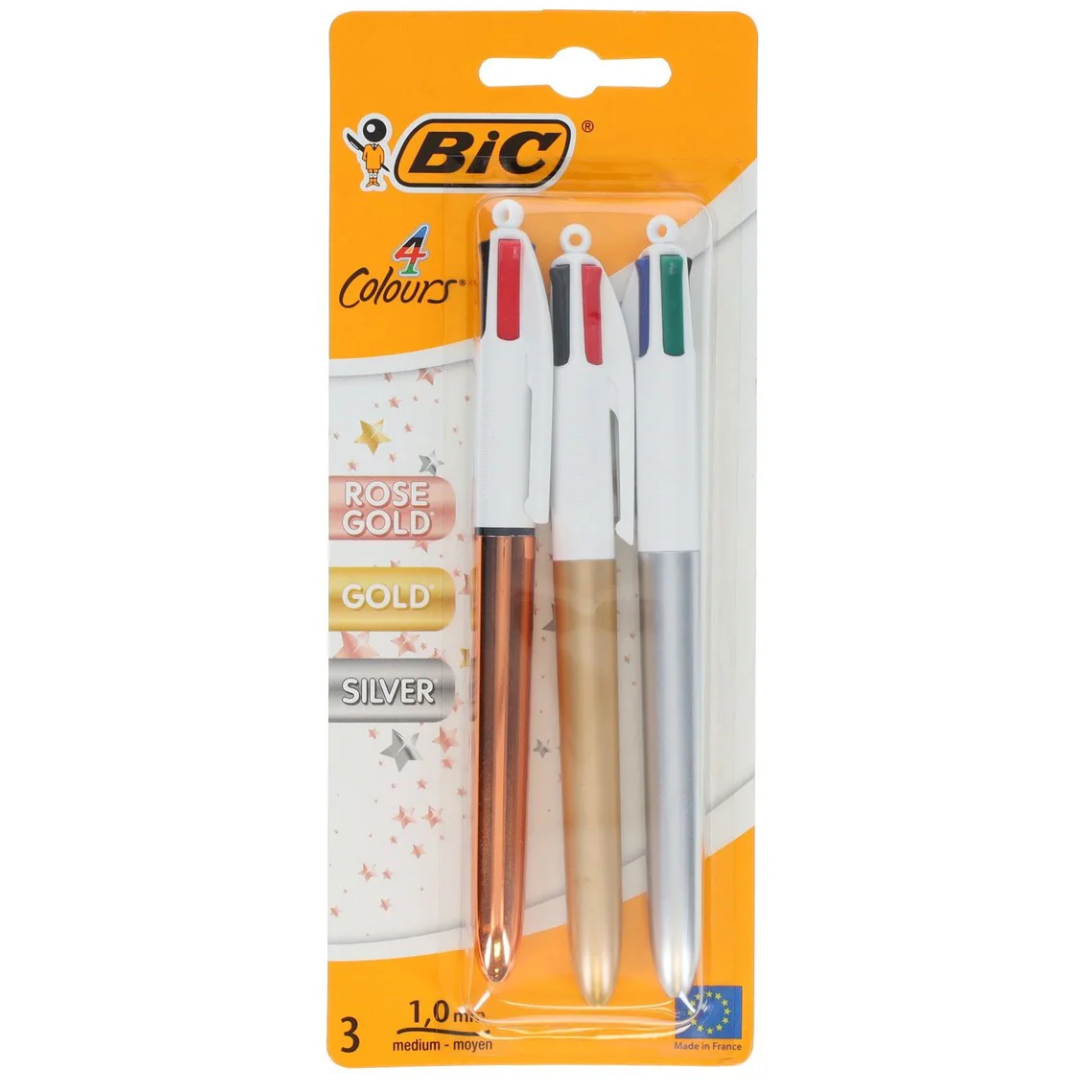 3-Pack BIC 4-Color Assorted Metallic Ballpoint Pens