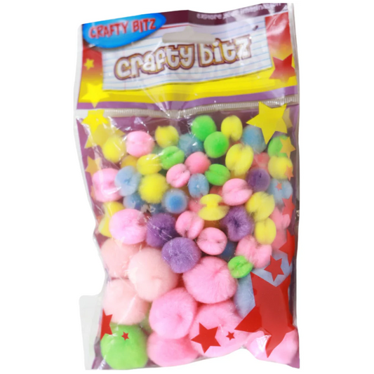 Crafty Kidz 70 Pompoms Pack Pastel