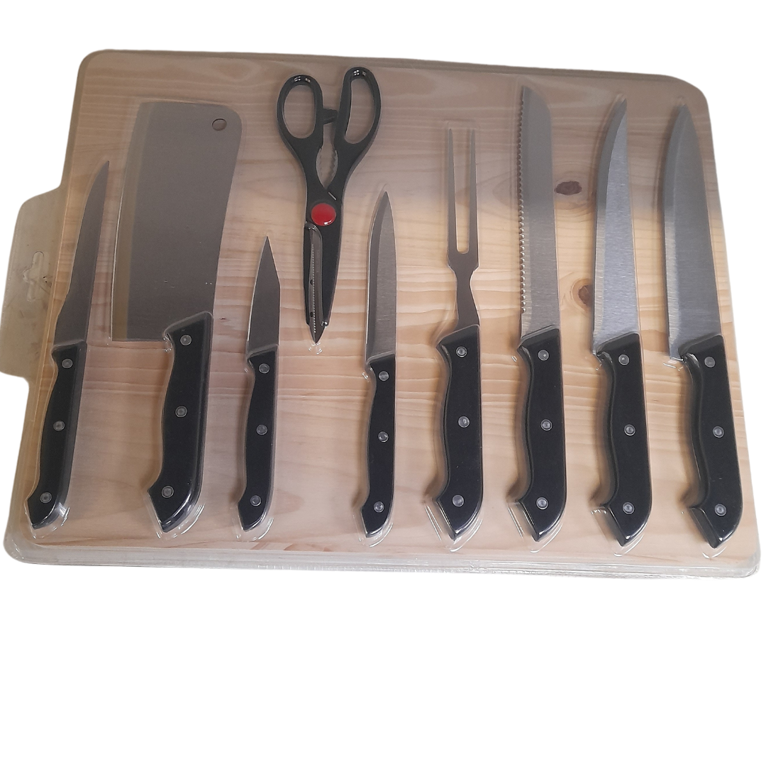 10pk Cutting Board And Knives Set