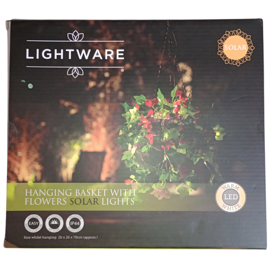 Lightware Hanging Basket with Flowers & Solar Lights