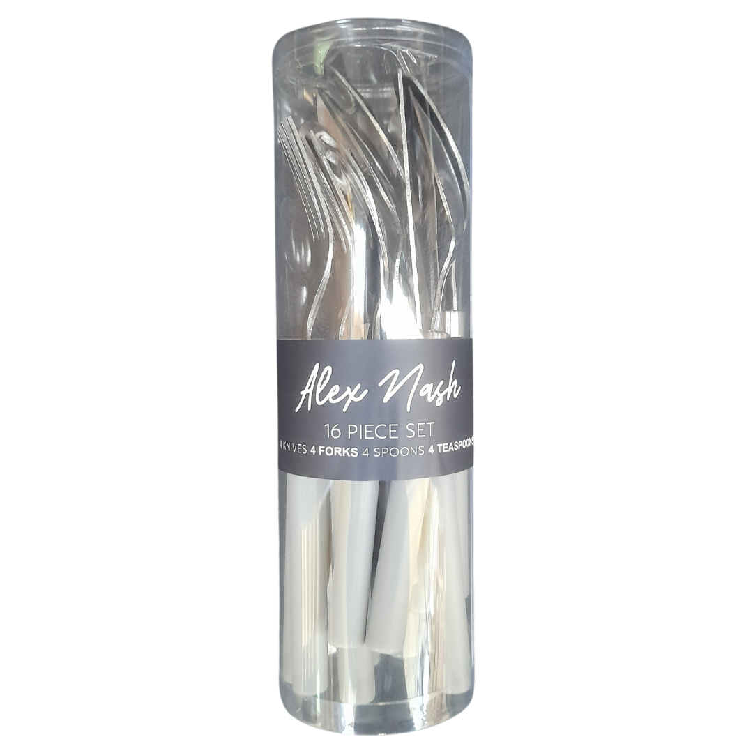 Pack Of 16 Plastic Handle Cutlery Grey