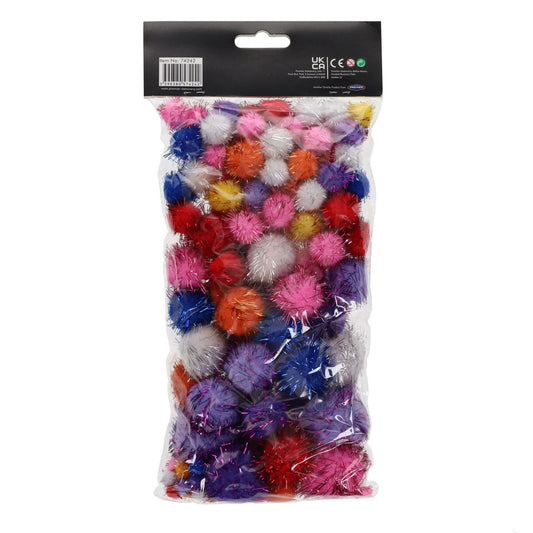 Crafty Bitz Glitter Pom Poms - 100 Pack