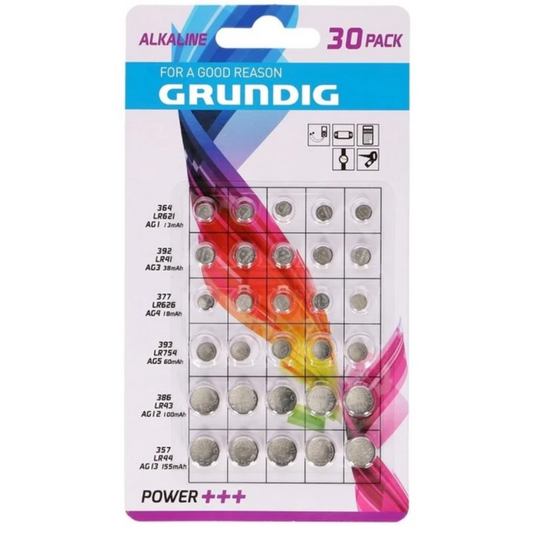 Grundig Alkaline Button Batteries (30 Pack)