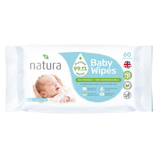 Natura Baby Wipes Biodegradable (60 Wipes)