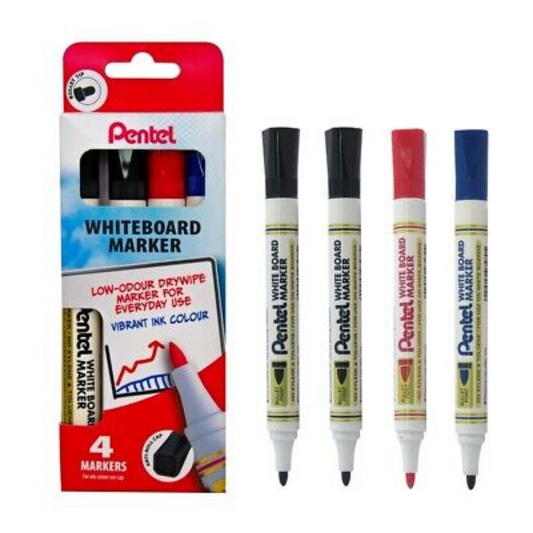 Pentel Pack of 4 Assorted Whiteboard Markers