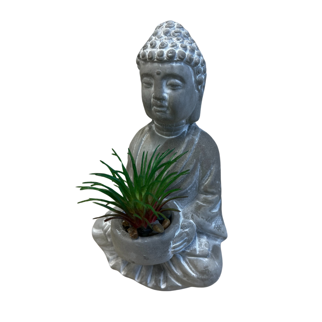 Buddha Zen Statue with Artificial Succulent