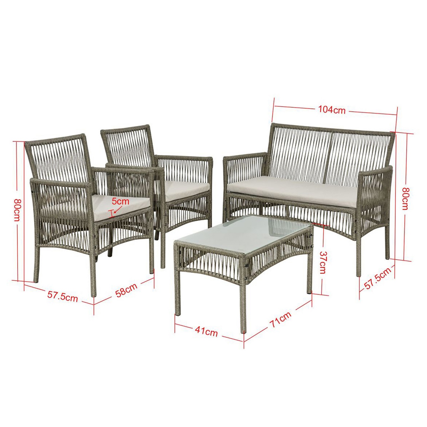 Verona 4 Person Garden Set with Table