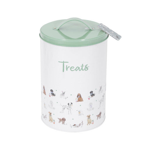 Dog print pet treat tin