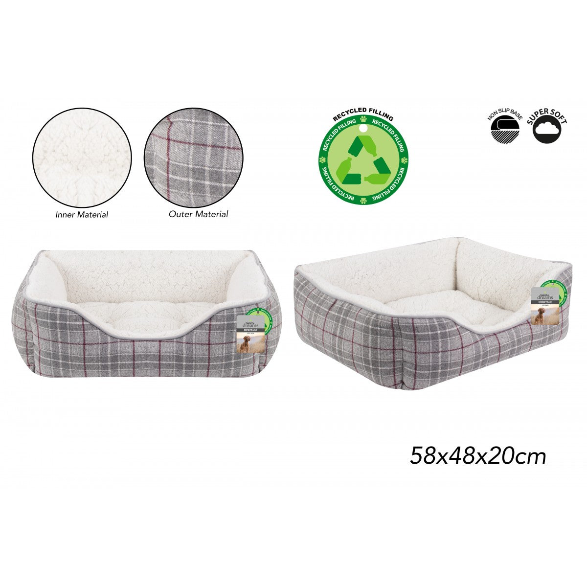 Heritage Pet Bed Medium 58x48x20cm