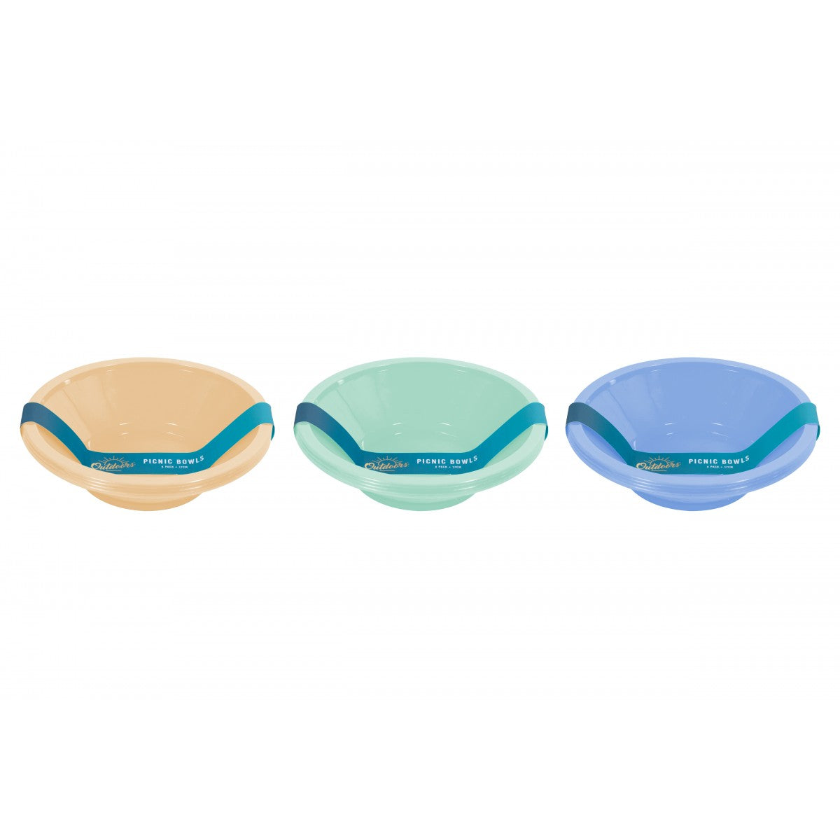 18 cm Picnic Bowls – Set of 4 in 3 Assorted Colors