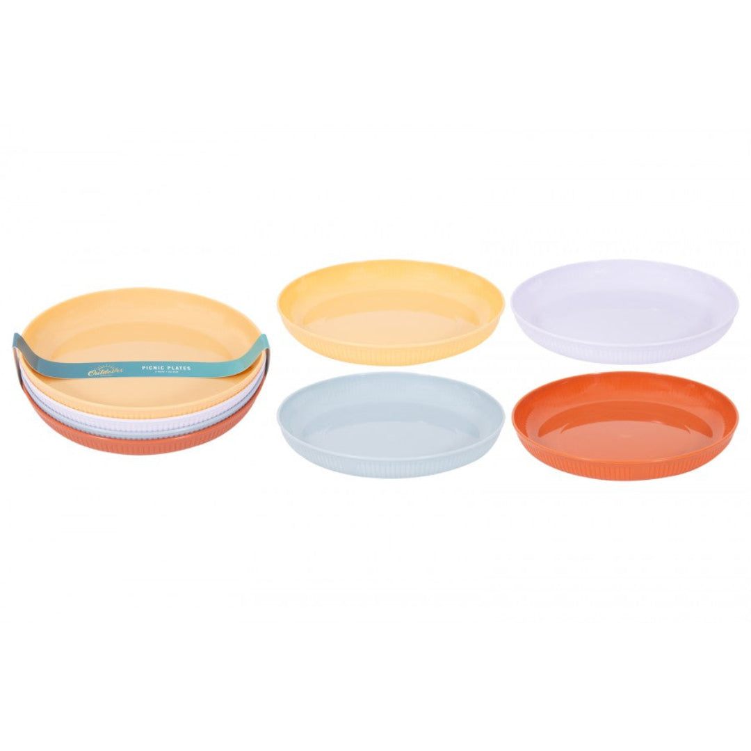 Ribbed Picnic Plates – 4-Color Pack of 4