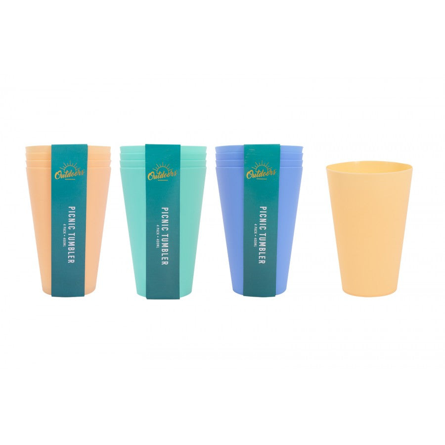 Picnic Tumblers 14oz – Set of 4, 3 Vibrant Colors