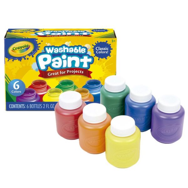 Crayola 6 Washable Paints Set Perfect for Kids’ Art, Crafts & DIY Projects