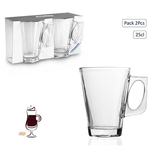 Set of 2 Glass Mugs 25cl