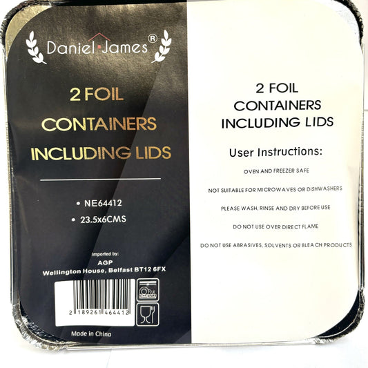 Square Foil Containers with Lids - Pack Of 2