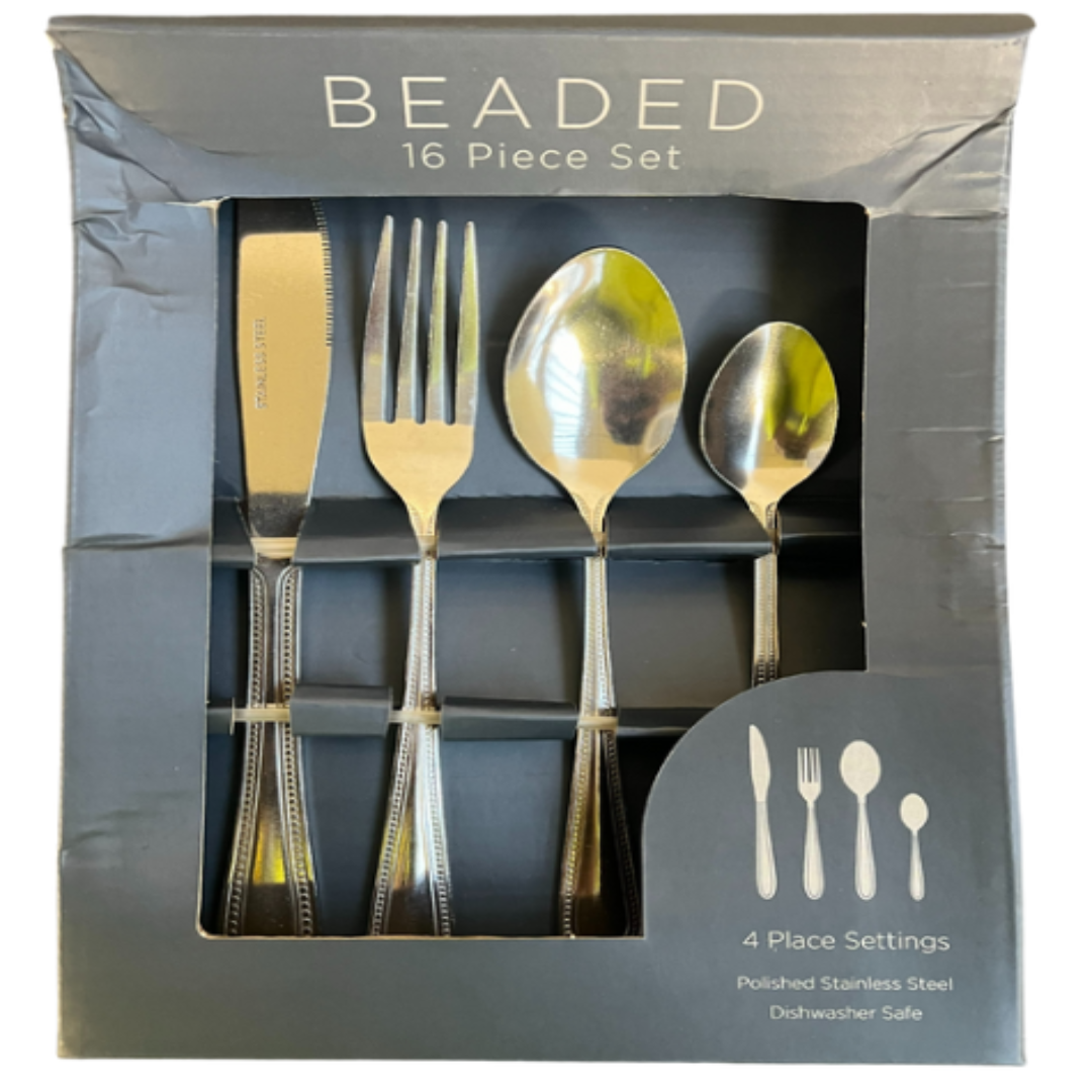 16-Piece Stainless Steel Cutlery Set - Bead Design